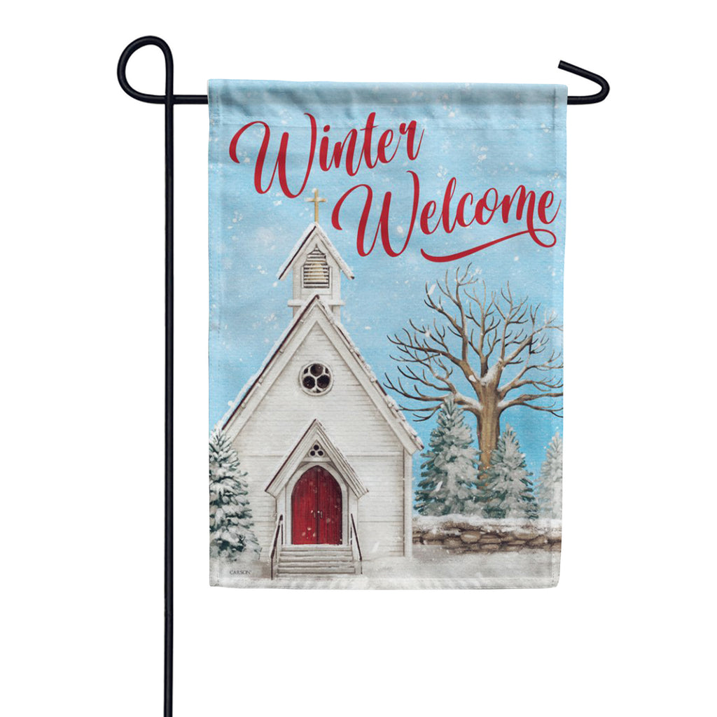 Carson Winter Church Welcome Garden Flag