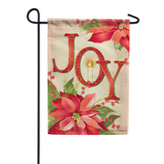 Carson Vintage Joy Poinsettia Foil Garden Flag