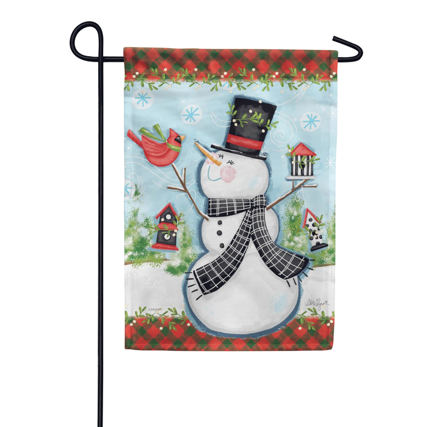 Carson Birdhouse Snowman Garden Flag