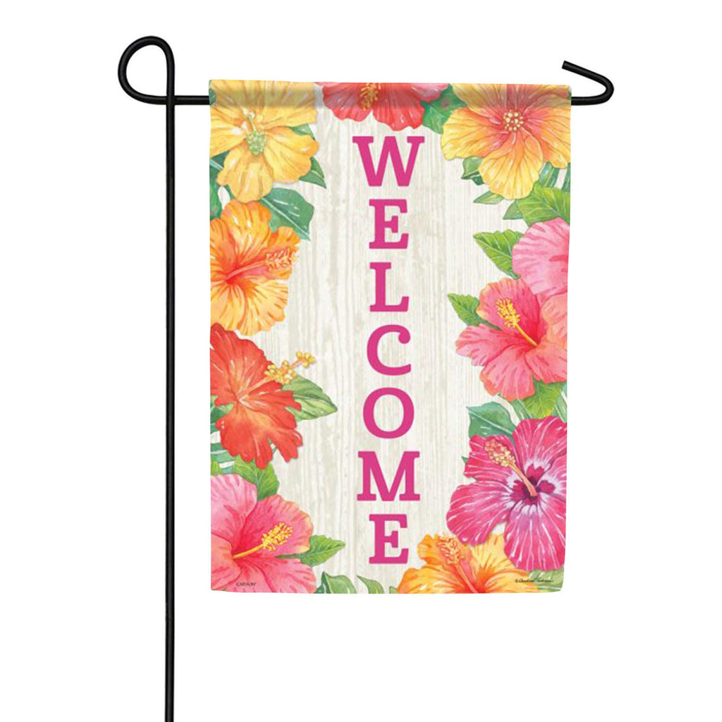 Carson Hibiscus Welcome Garden Flag