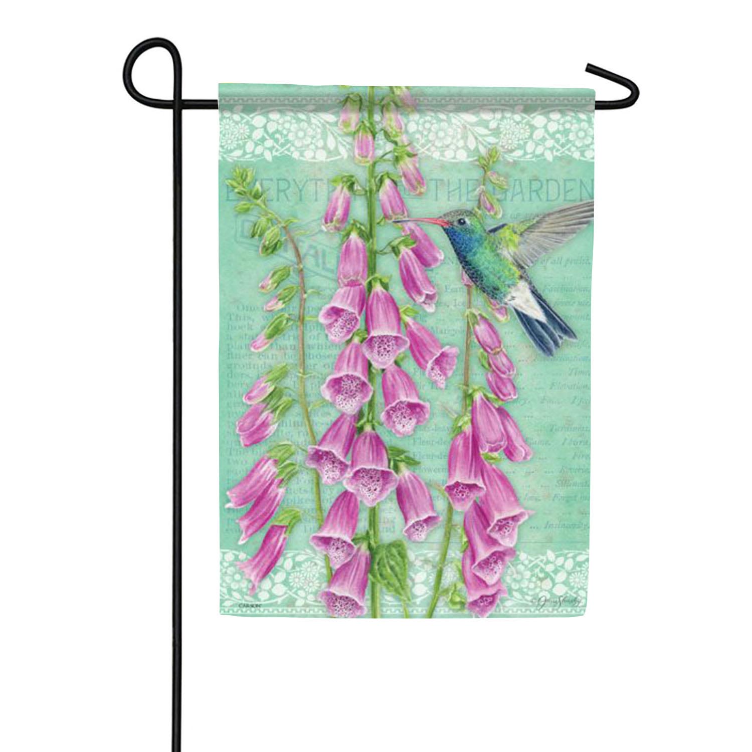 Carson Hummingbird & Foxglove Garden Flag