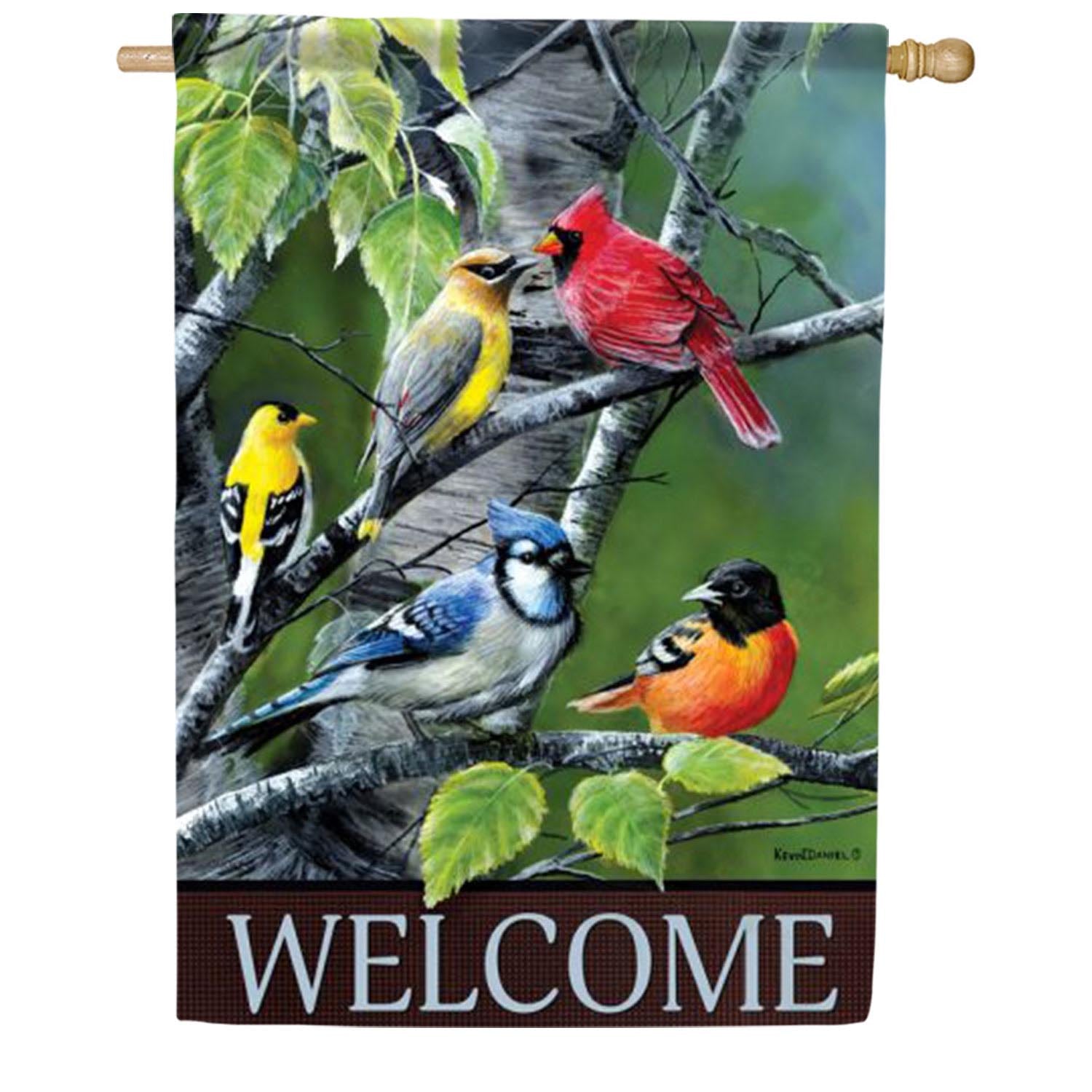 Carson Songbirds on Birch Branches House Flag