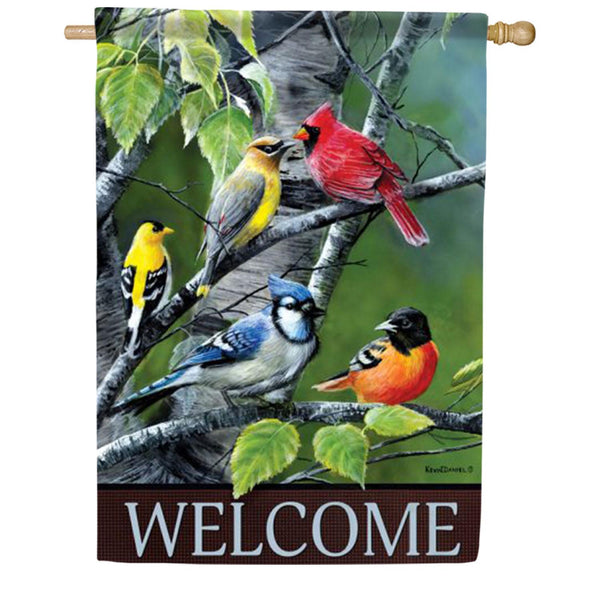 Carson Songbirds on Birch Branches House Flag
