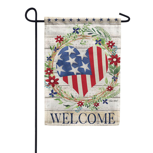 Carson Patriotic Heart Garden Flag