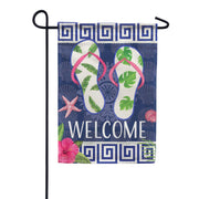 Carson Indigo Leaf Flip Flops Garden Flag