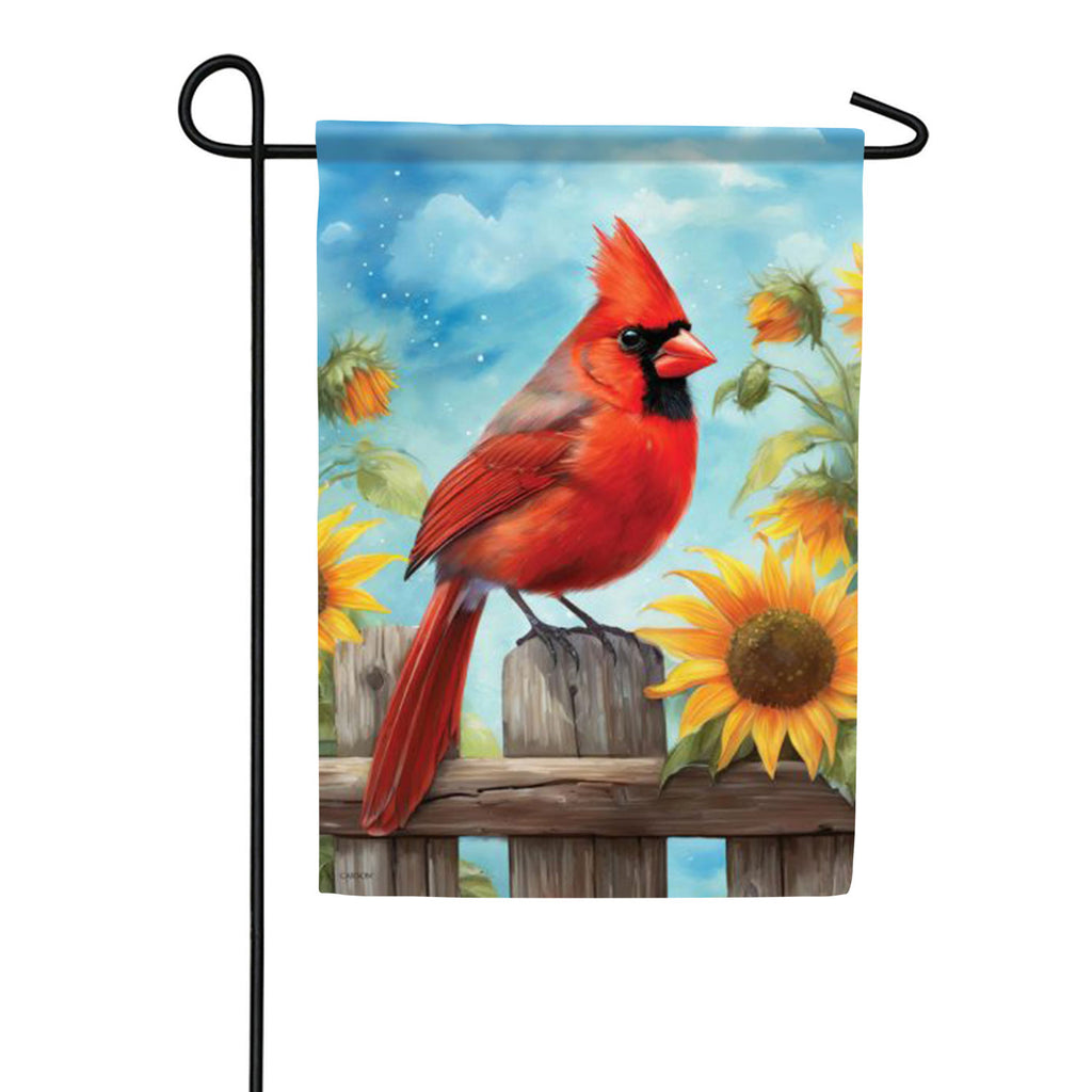 Carson Cardinal on Fence Garden Flag