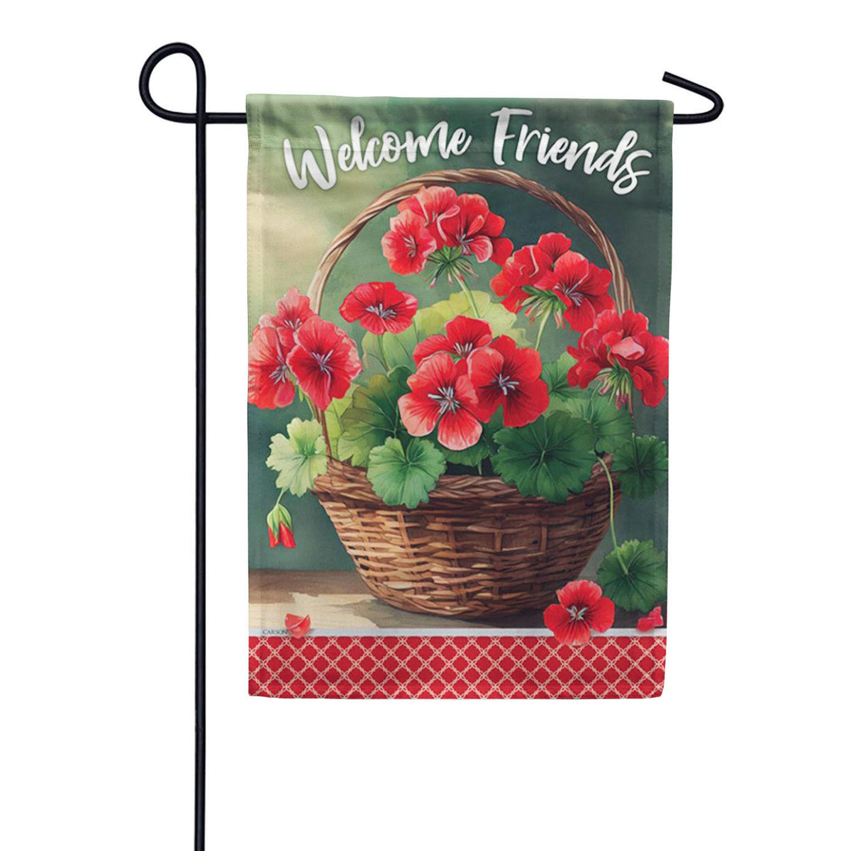 Carson Geranium Basket Garden Flag
