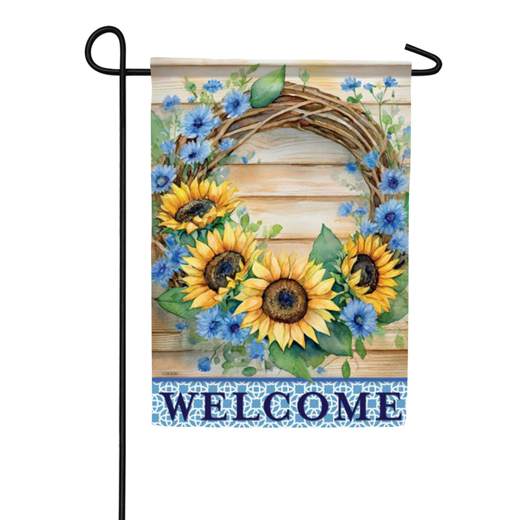 Carson Sunflower Wreath Garden Flag