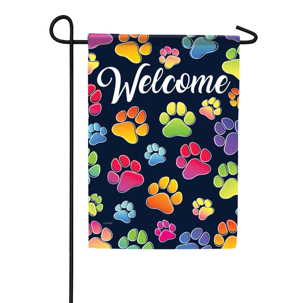 Carson Welcome Paw Prints Garden Flag