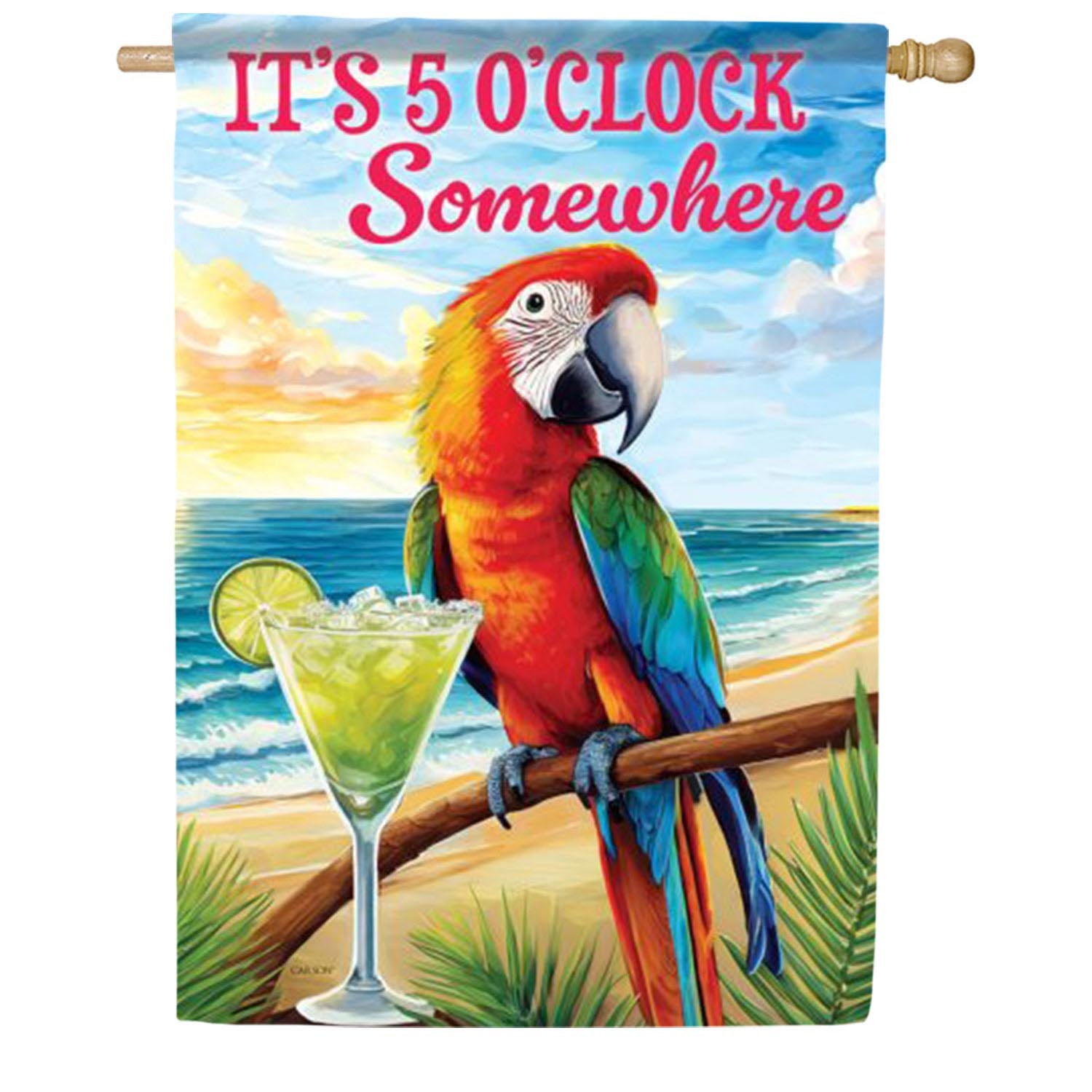 Carson 5 O'Clock Somewhere House Flag