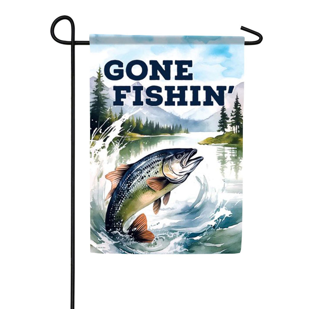 Carson Gone Fishin' Garden Flag
