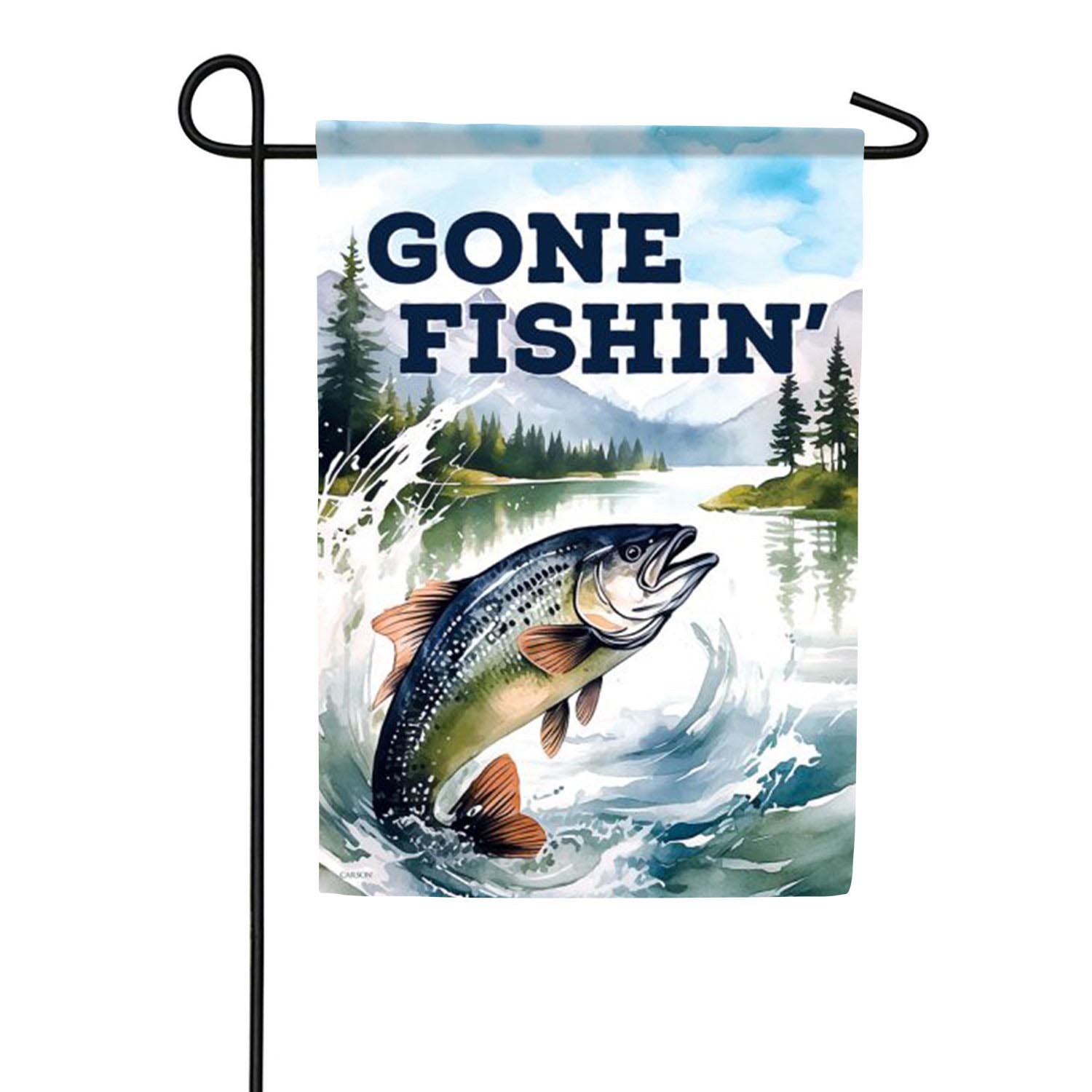 Carson Gone Fishin' Garden Flag