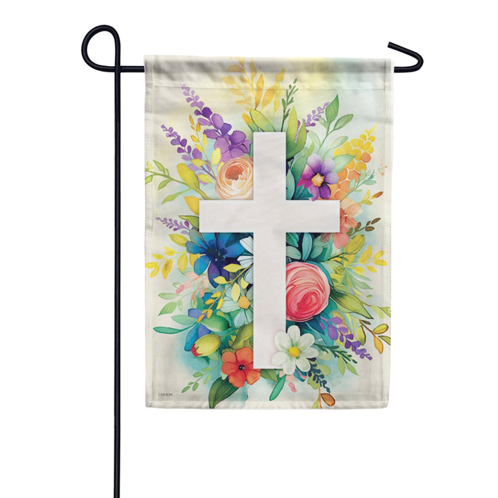Carson Floral Cross Garden Flag