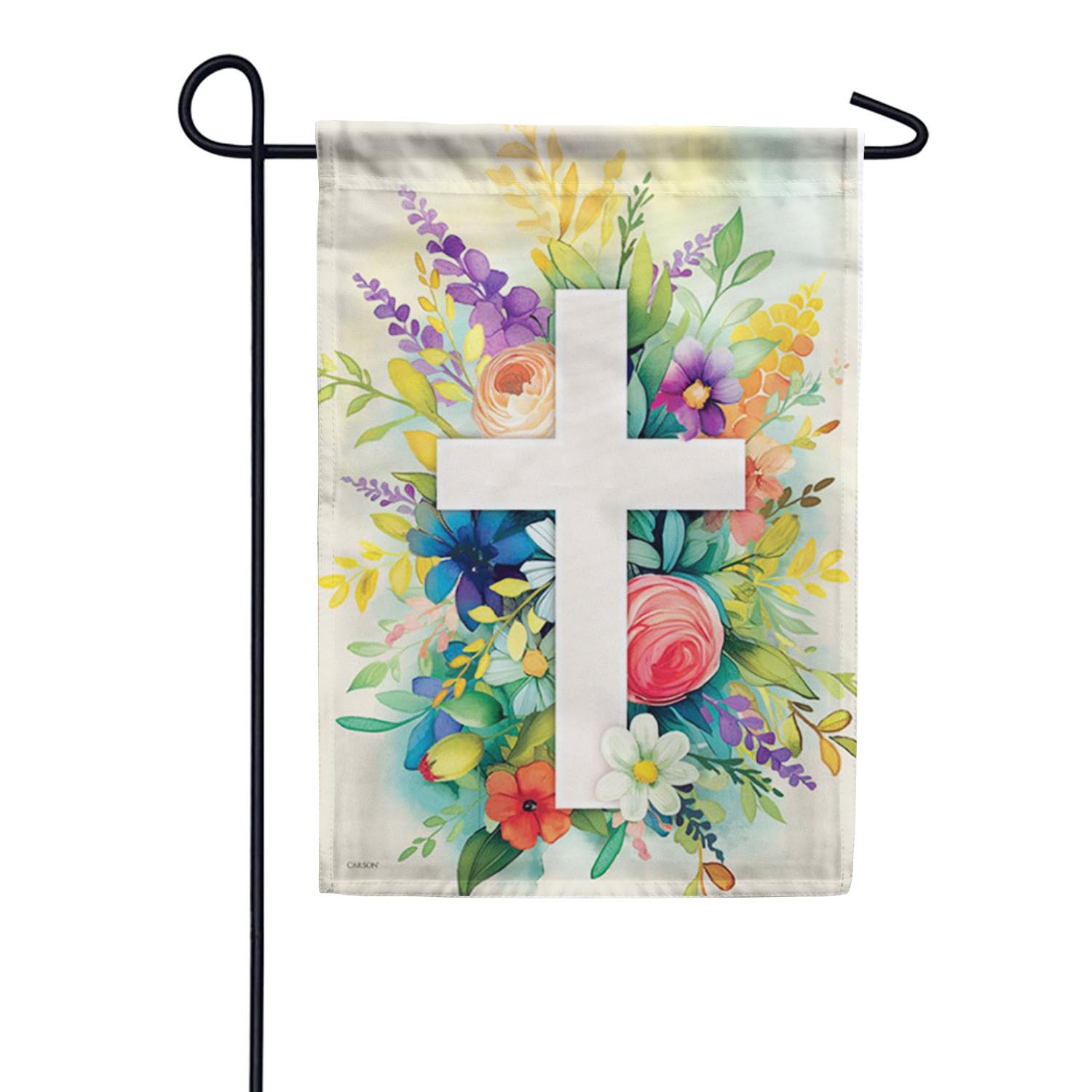 Carson Floral Cross Garden Flag