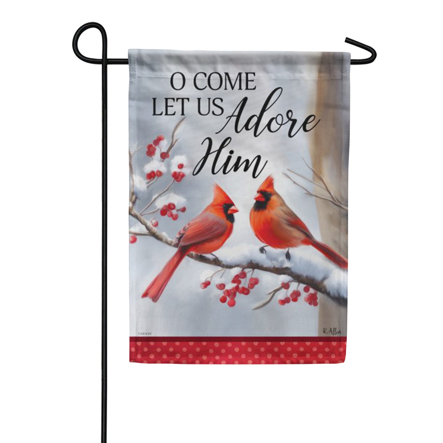 Carson Adore Him Cardinal Garden Flag