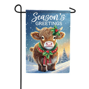 Carson Season's Greeting Cow Garden Flag