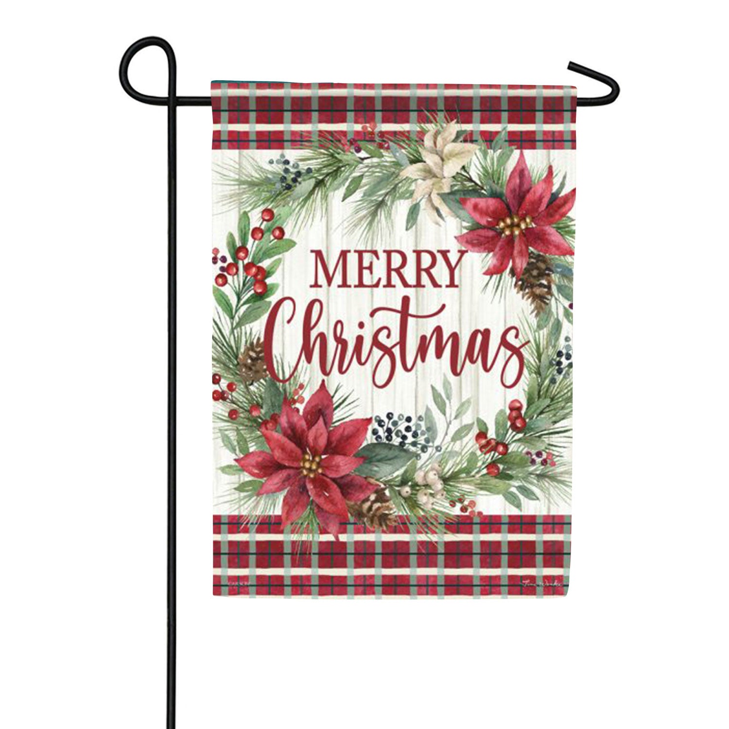 Poinsettia Wreath Garden Flag