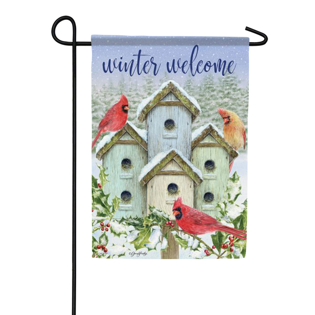 Cardinal Birdhouse Double Sided Garden Flag