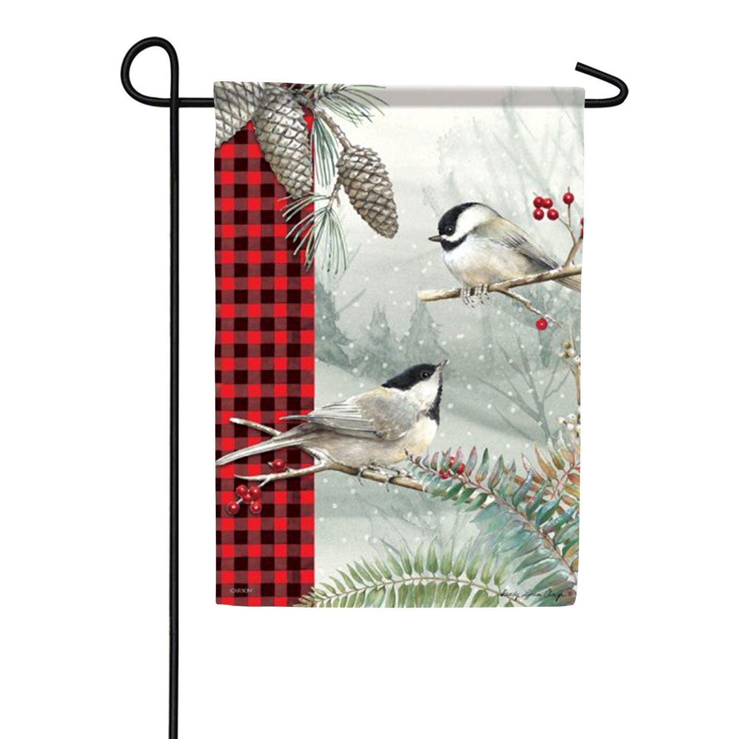 Winter Chickadee Double Sided Garden Flag