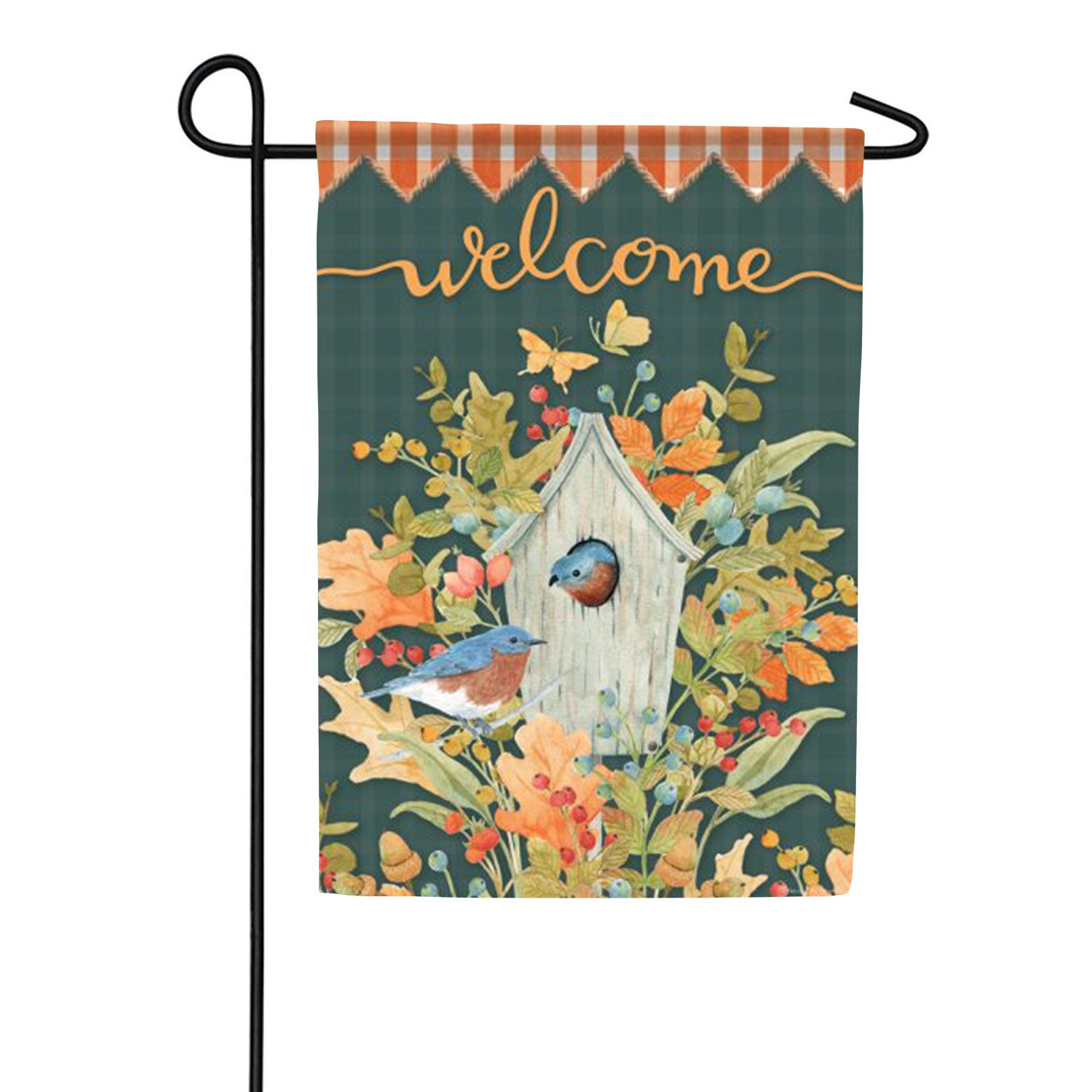 Autumn Bluebird House Double Sided Garden Flag