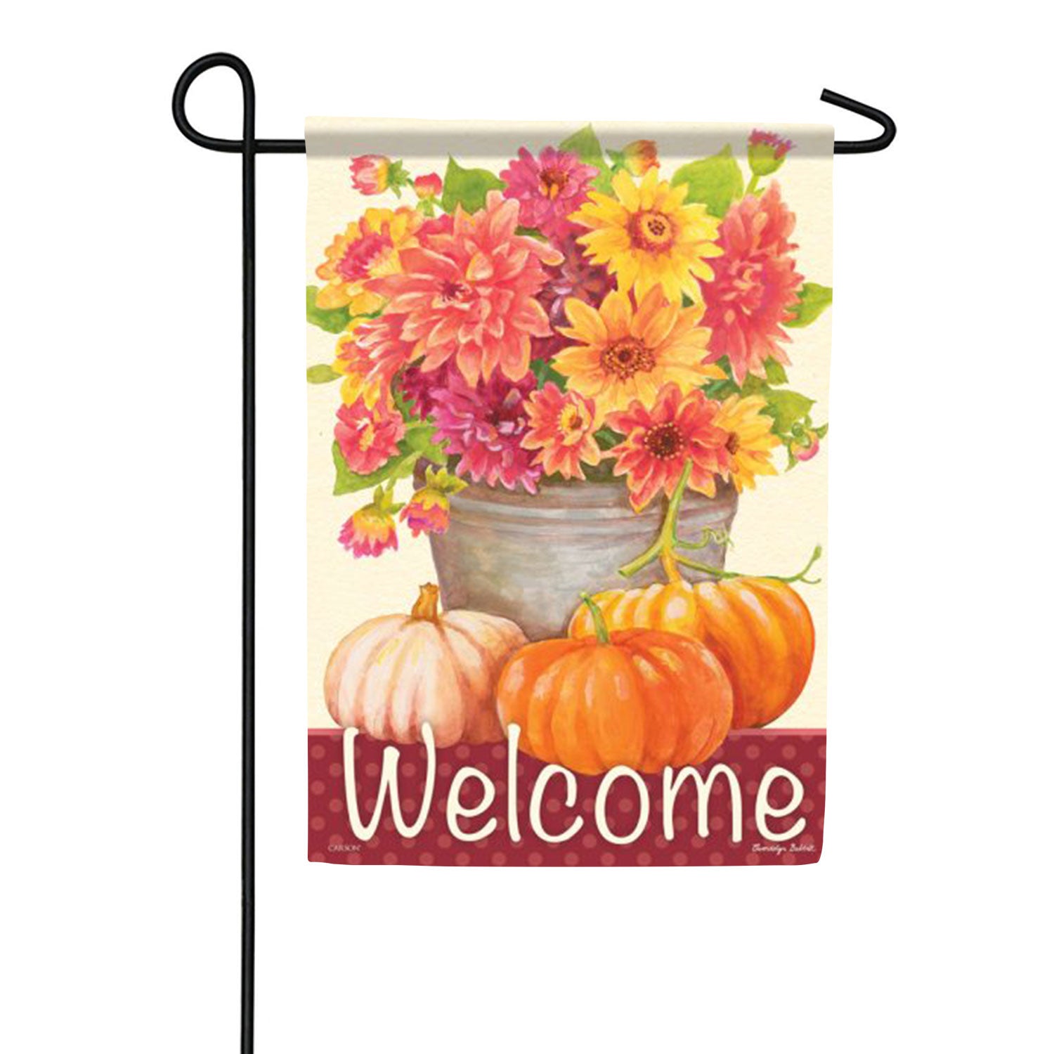 Galvanized Floral Double Sided Garden Flag