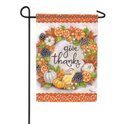 Carson Give Thanks Wreath Garden Flag