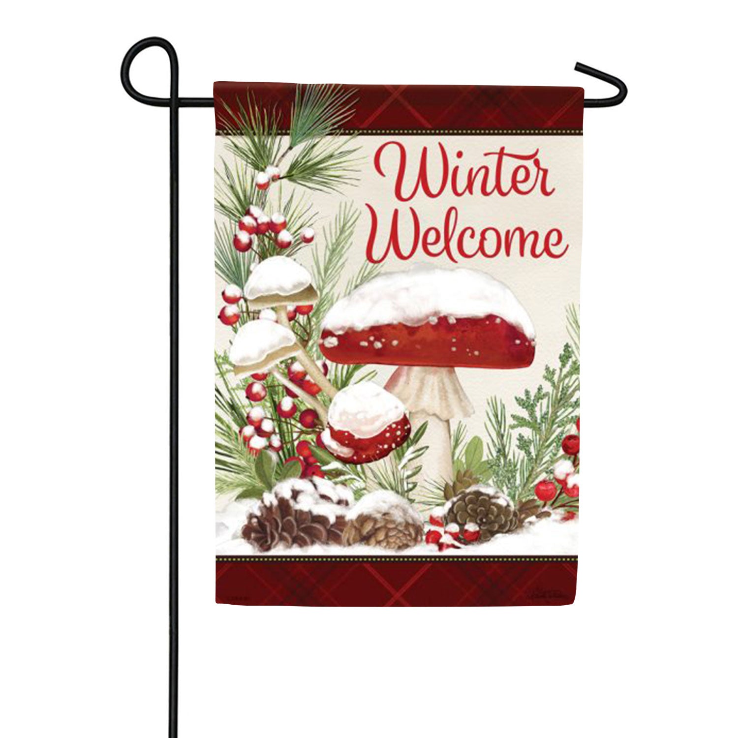 Winter Mushroom Garden Flag