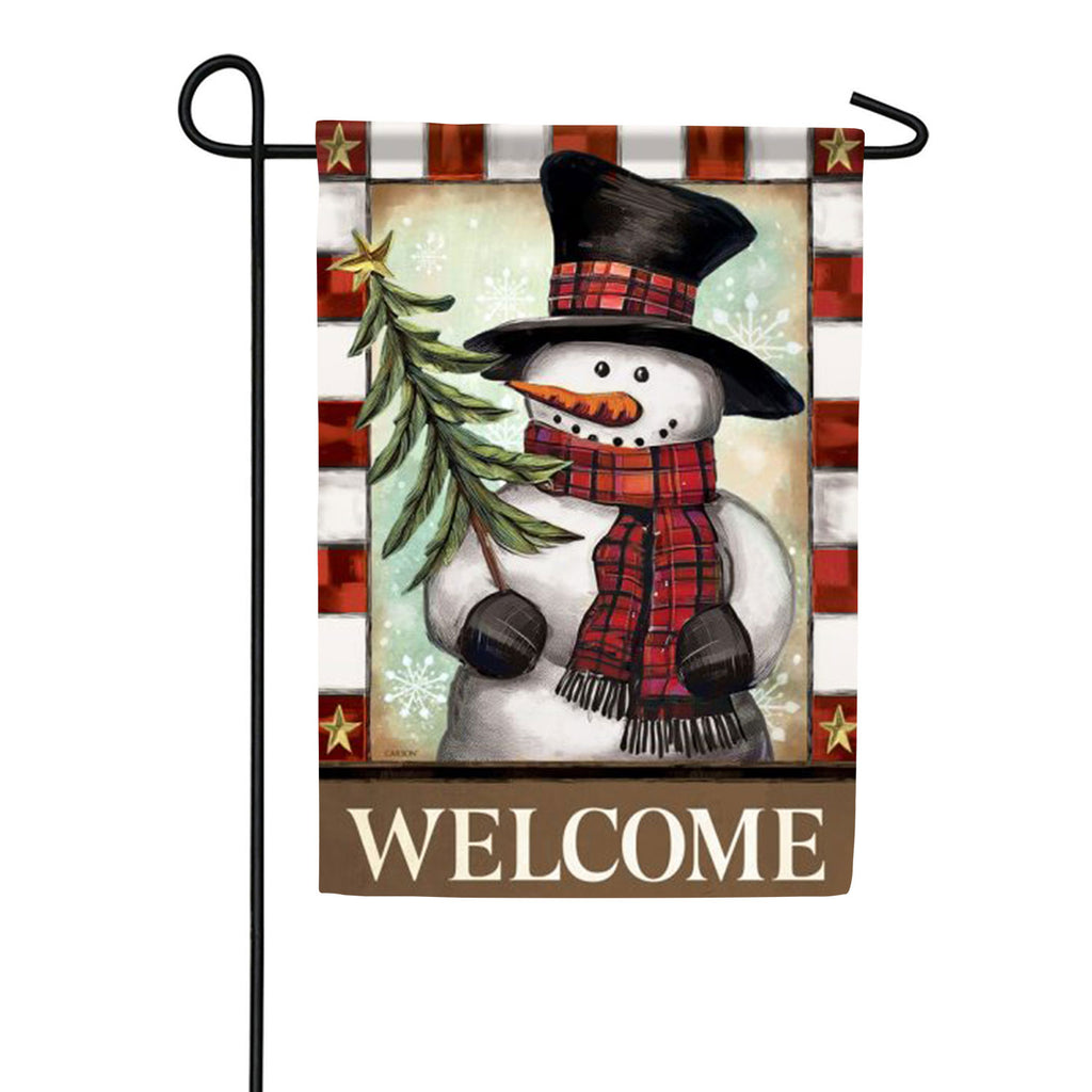 Carson Snowman Welcome Garden Flag