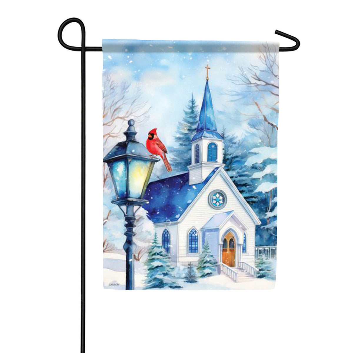 Carson Church Blue Winter Garden Flag