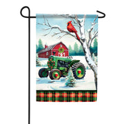 Carson Christmas Tractor Garden Flag