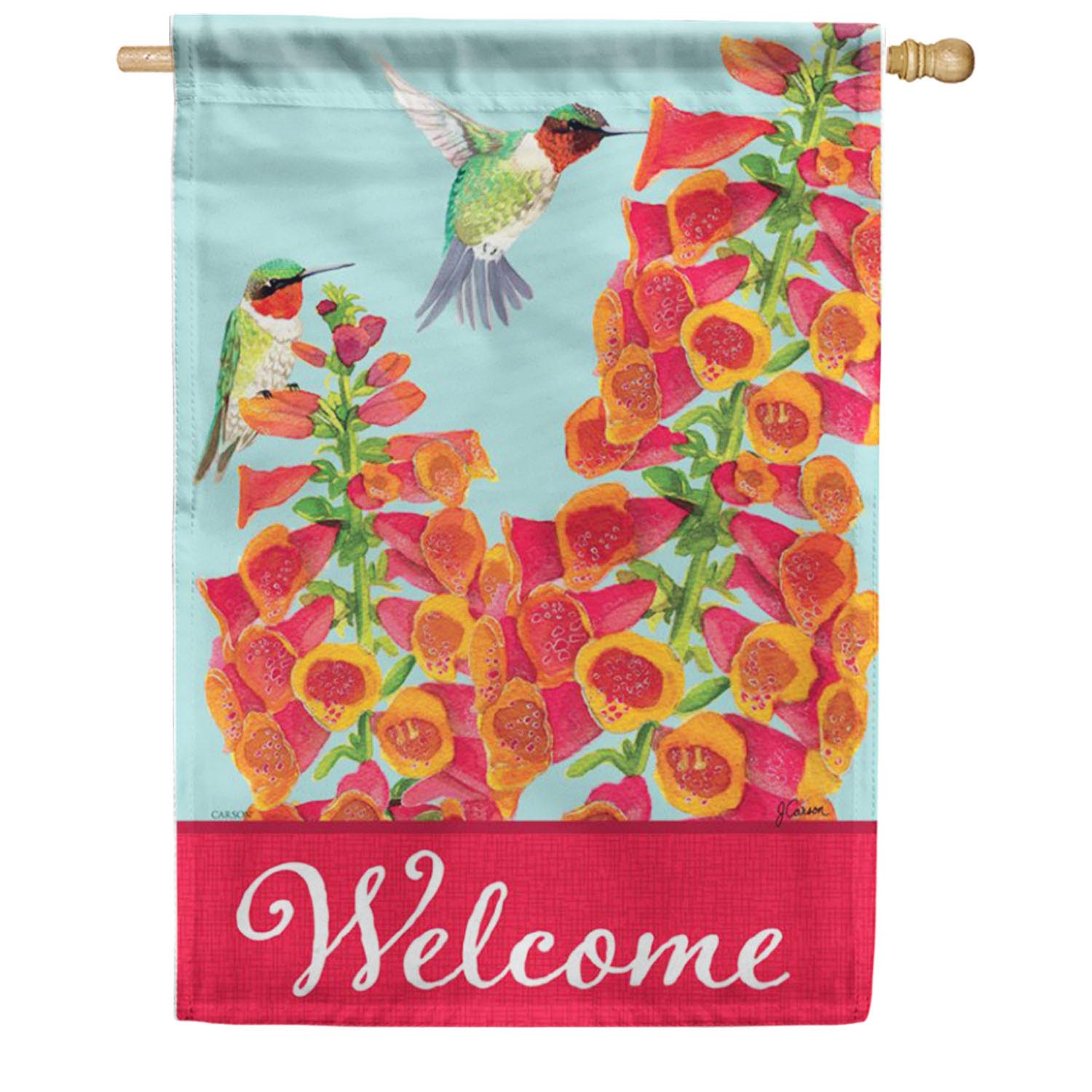Carson Hummingbirds in Foxglove House Flag