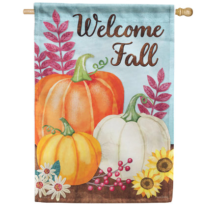 Carson Pumpkin Trio Welcome House Flag