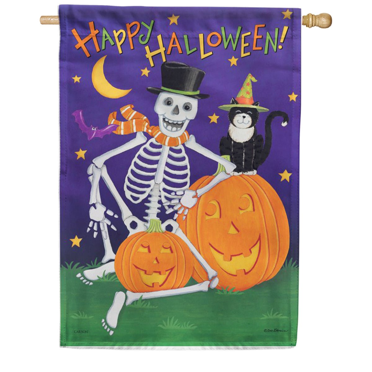Carson Happy Skeleton House Flag
