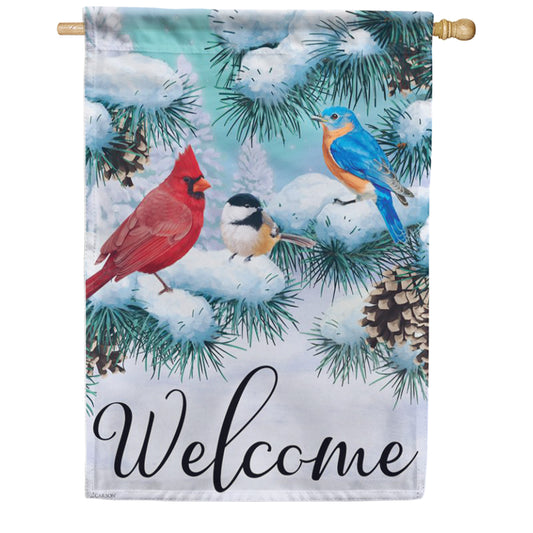 Carson Christmas Songbirds Welcome House Flag