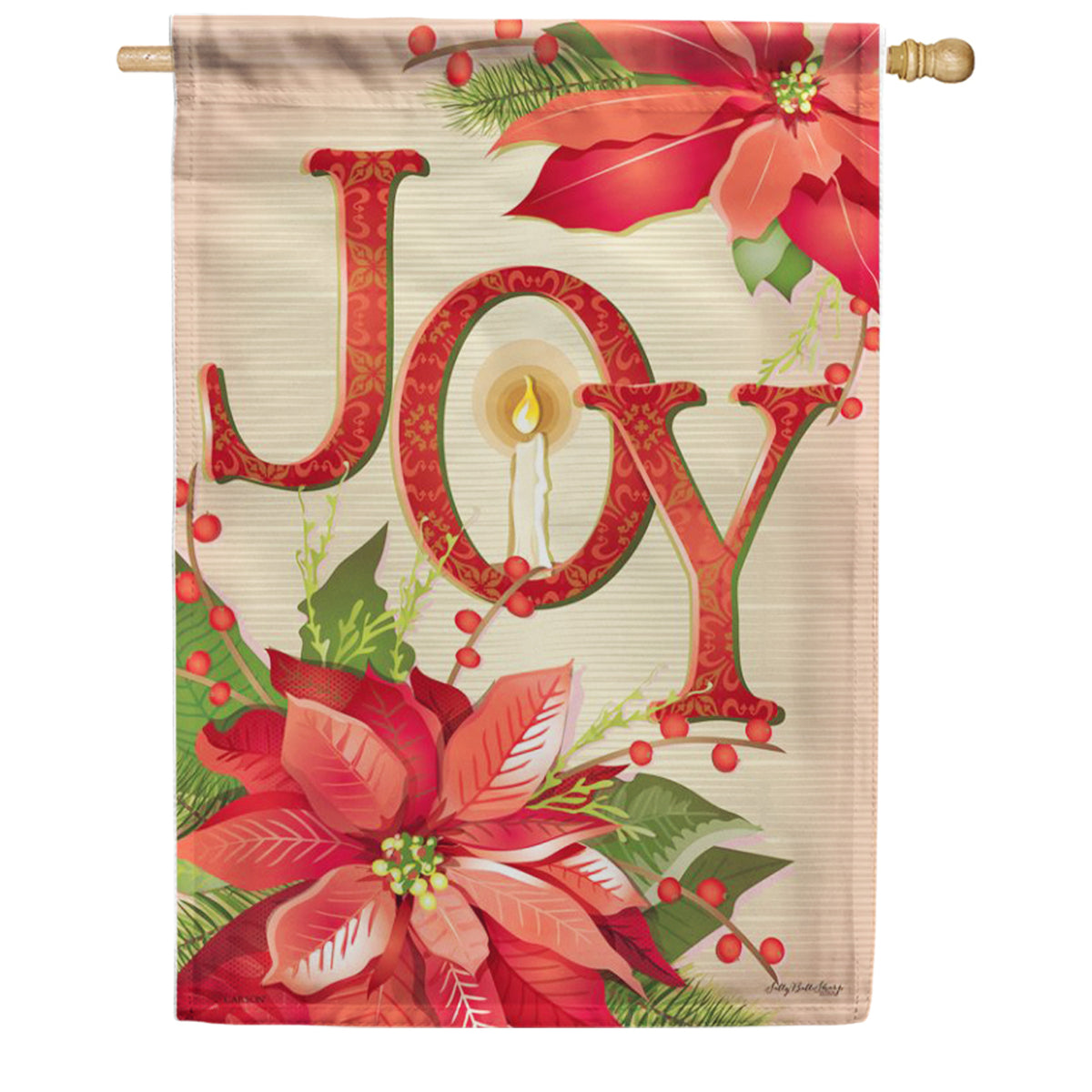 Carson Vintage Joy Poinsettia House Flag