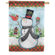 Carson Birdhouse Snowman House Flag