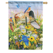 Carson House Flag - Bluebirds & Flowers