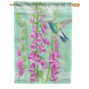 Carson House Flag - Hummingbird & Foxglove