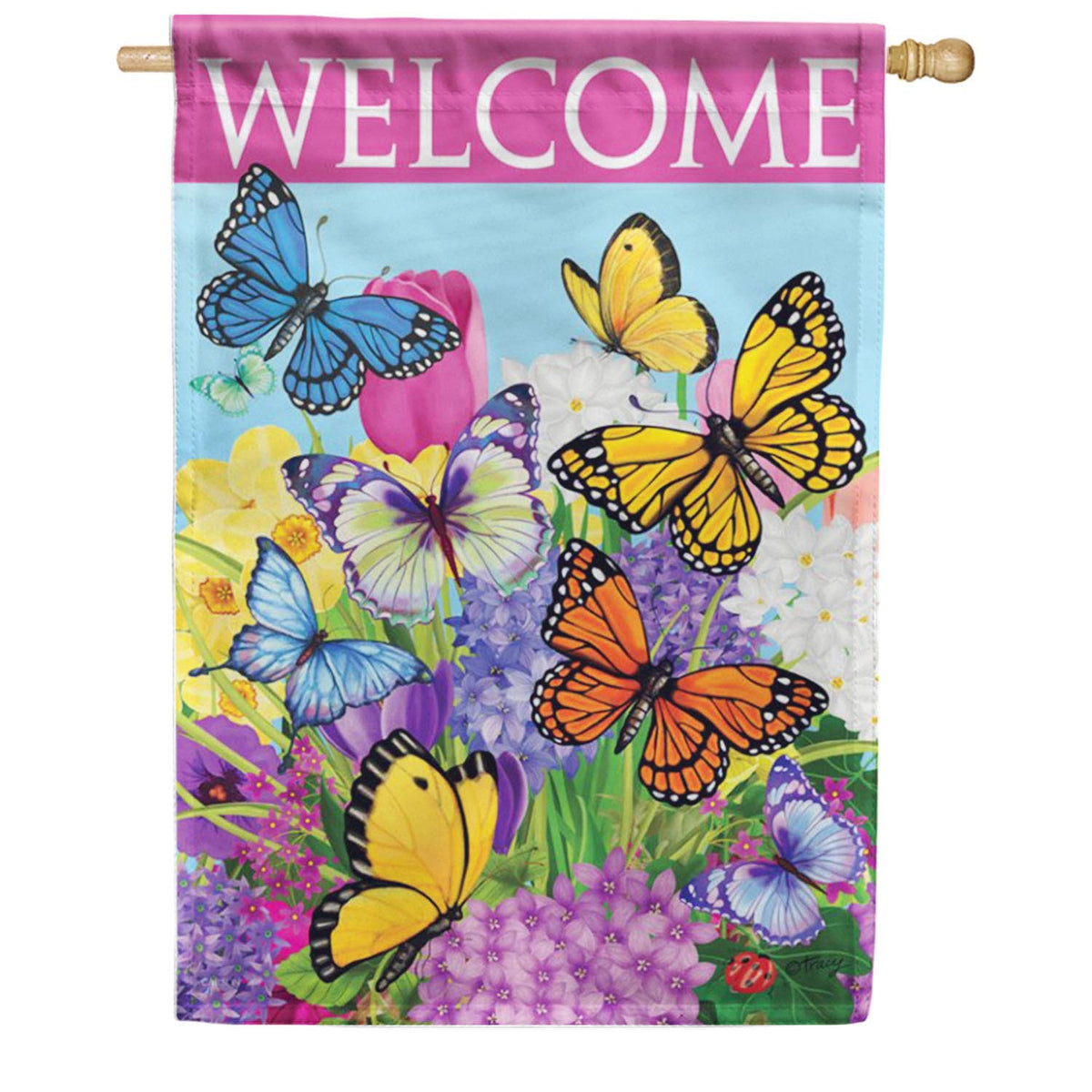 Carson Bright Butterfly Garden House Flag