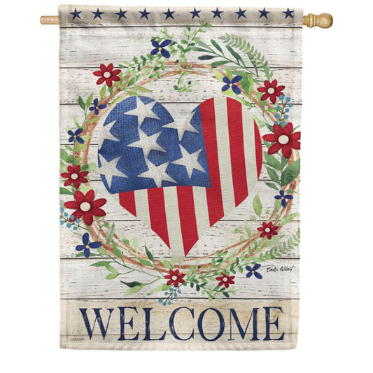 Carson Patriotic Heart House Flag