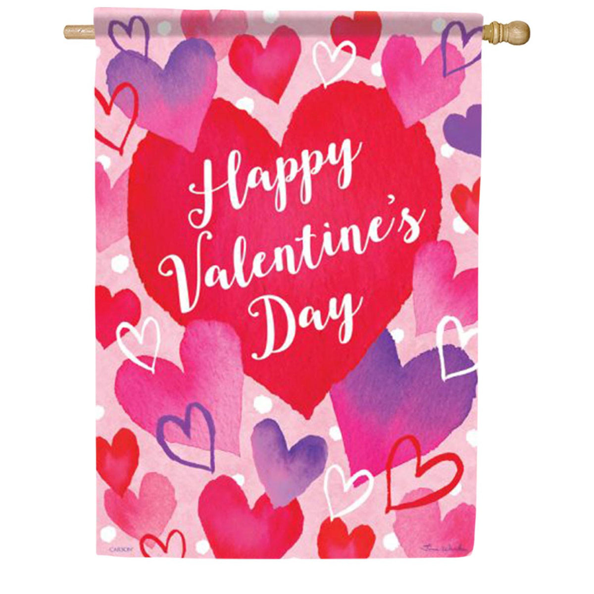 Carson Watercolor Hearts House Flag