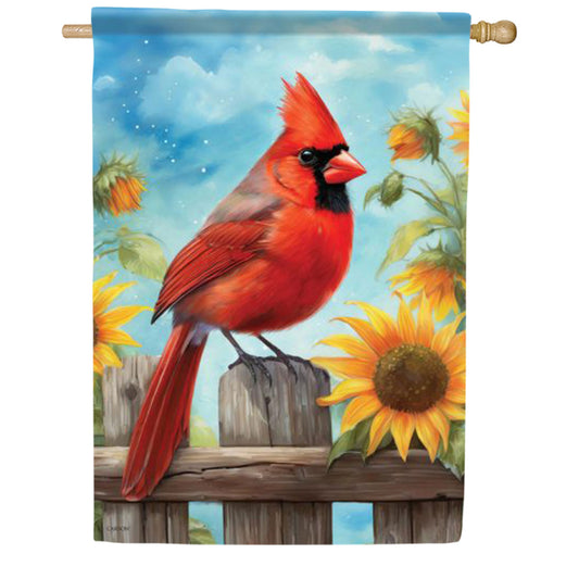 Carson Cardinal on Fence House Flag