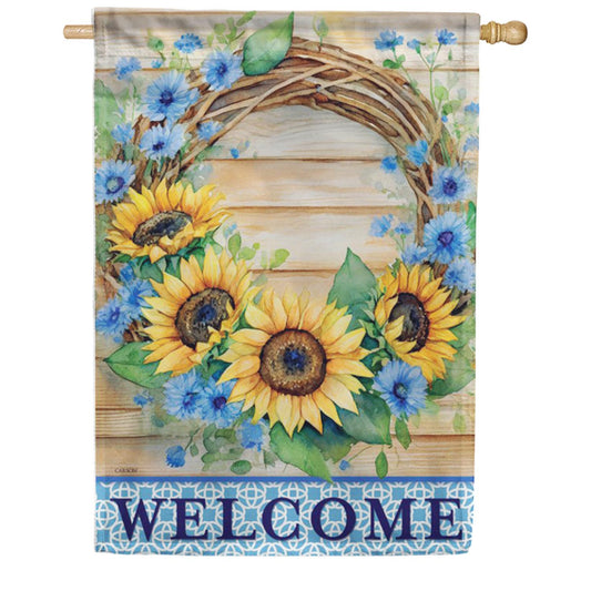 Carson Sunflower Wreath House Flag