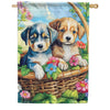 Carson Puppies in Basket House Flag