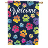 Carson Welcome Paw Prints House Flag