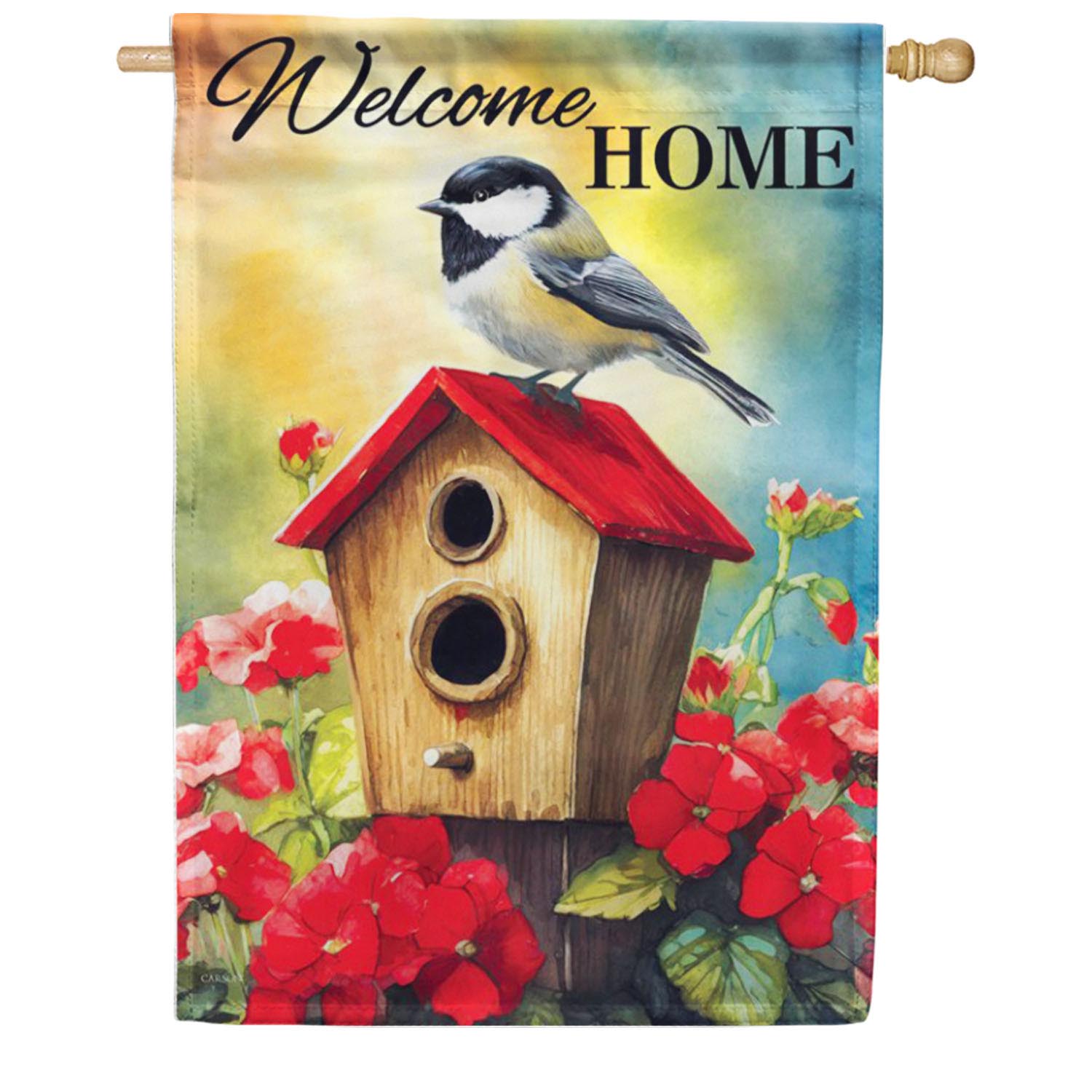 Carson Red Roof Chickadee House Flag