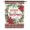 Carson Poinsettia Wreath House Flag