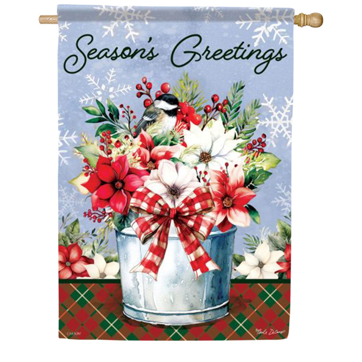 Carson Floral Silver Bucket House Flag