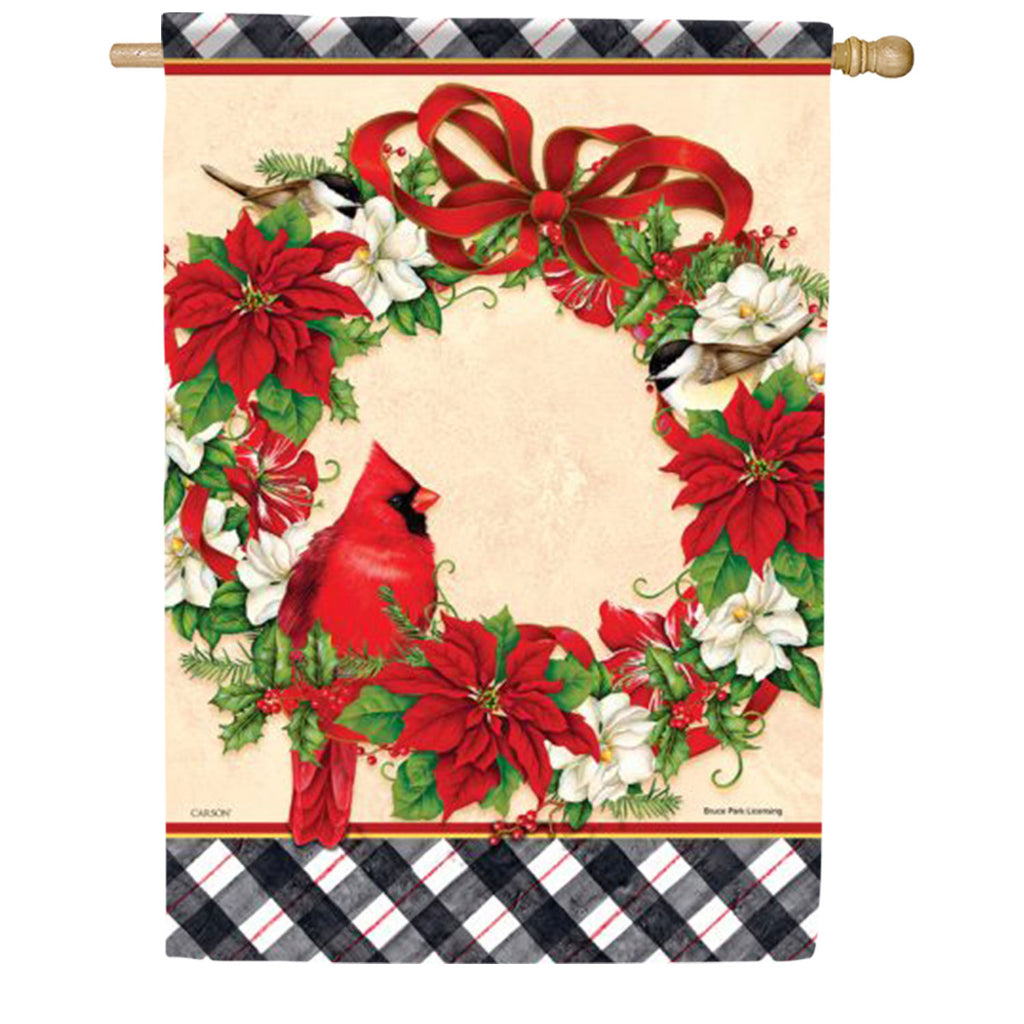Carson Cardinal Wreath House Flag