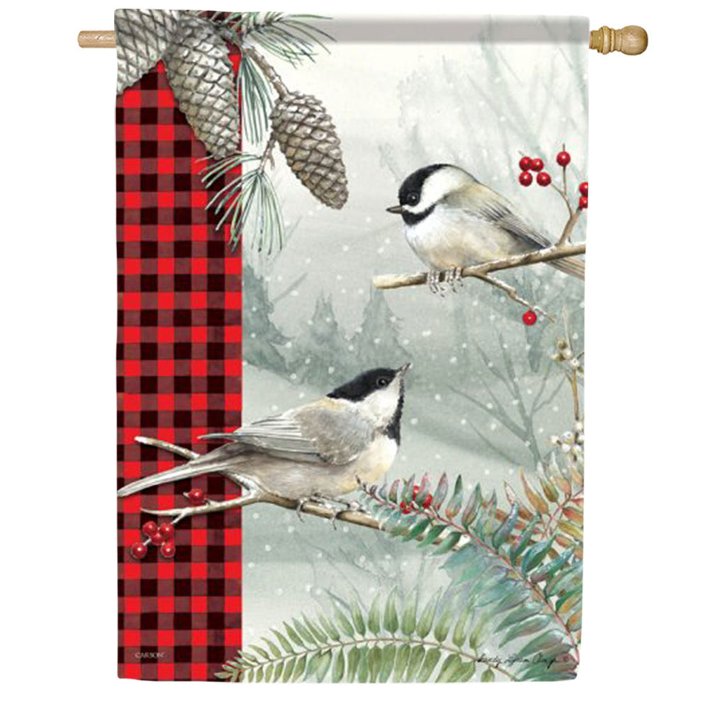 Carson Winter Chickadee House Flag